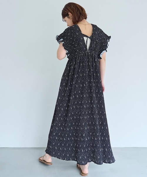 夏の半袖ワンピース mil（ミル） ワンピース 夏 半袖 小花柄 シャーリングワンピース