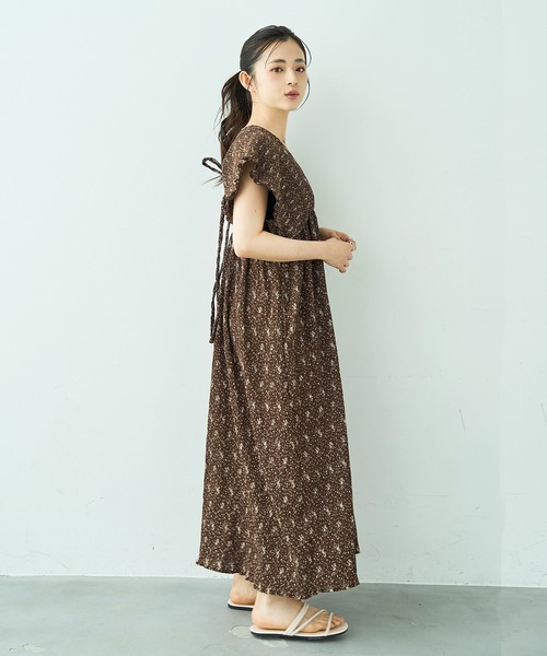 mil（ミル） ワンピース 夏 半袖 小花柄 シャーリングワンピース