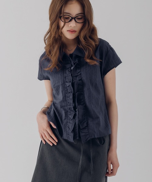MUHET（ミュエータ） ブラウス シャツ 夏 assorted front gather shirt 