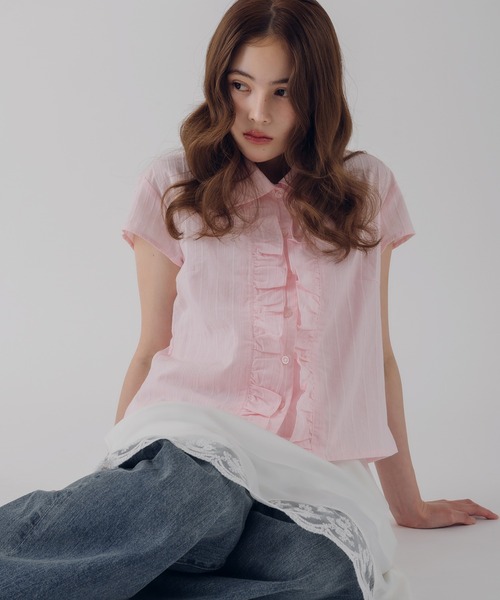 MUHET（ミュエータ） ブラウス シャツ 夏 assorted front gather shirt 