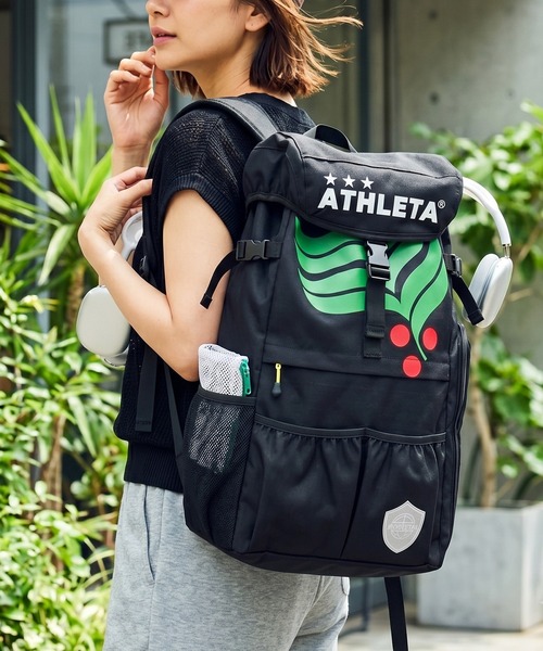【新品】ATHLETA バックパック 黒/緑 定価9020円 ATHLETA（アスレタ） デイバック リュック 「athleta」ボール収納