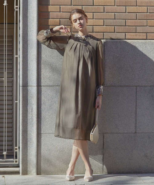 「Dorry Doll」 長袖ワンピース M オリーブ レディース_画像6