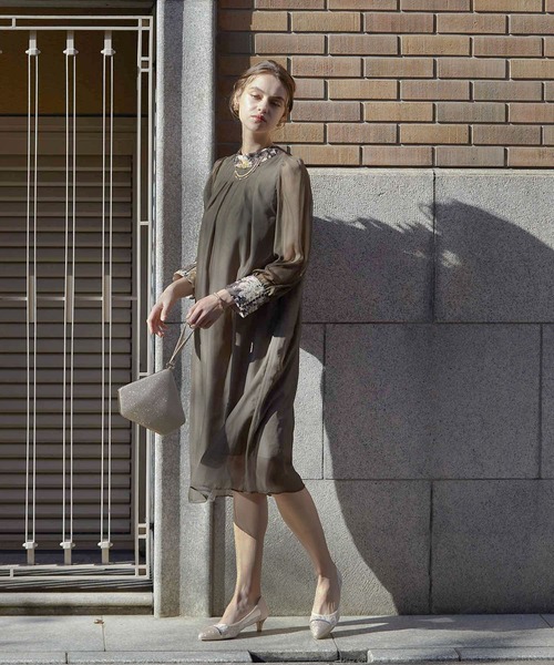 「Dorry Doll」 長袖ワンピース M オリーブ レディース_画像9