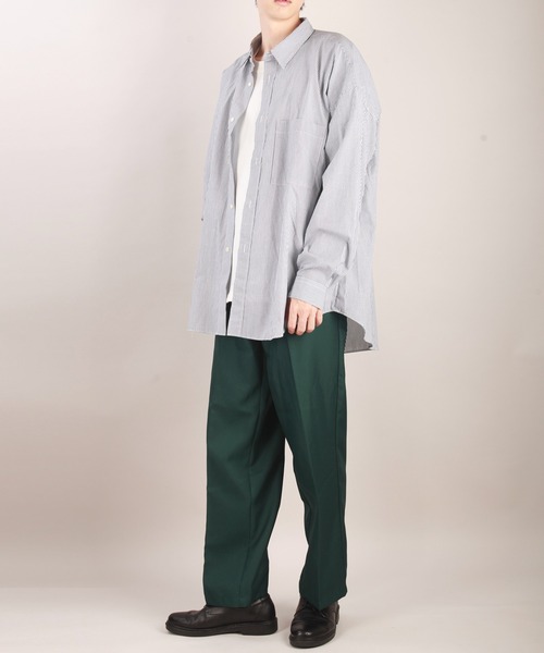 WESTSEA シャツ 日本製 無地/ストライプ 長袖ビッグシャツ