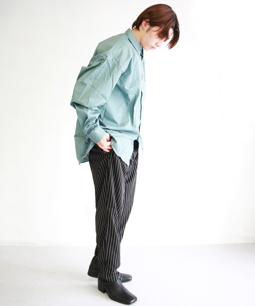 WESTSEA シャツ 日本製 無地/ストライプ 長袖ビッグシャツ メンズ