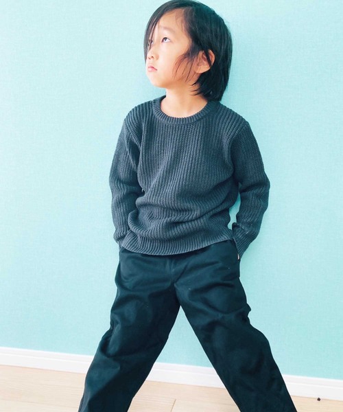 THE CASUAL ニット セーター 7G 畦編み クルーネック キッズ