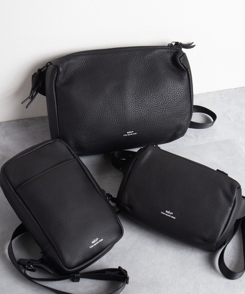 ワユバッグ waku ショルダーバッグ 本革 横型 KURO 2way クラッチバッグ L字