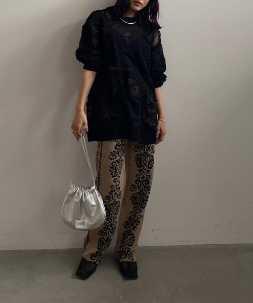 Ameri（アメリ） パンツ MEDI VINTAGE FLOWER KNIT PANTS レディース
