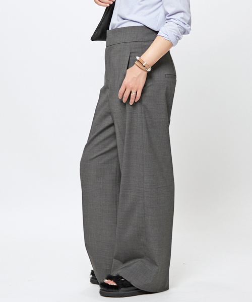AP STUDIO パンツ スラックス グレーワイドスラックス : ZOZOTOWN