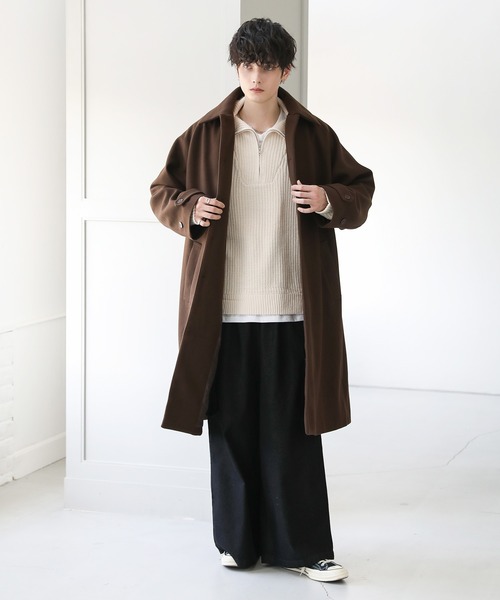 ニット/セーター PEEP HOLE KNIT KHAKI / SOLOV ASTRONOMY セーター ニット ビッグシルエット畦編みハーフジップ