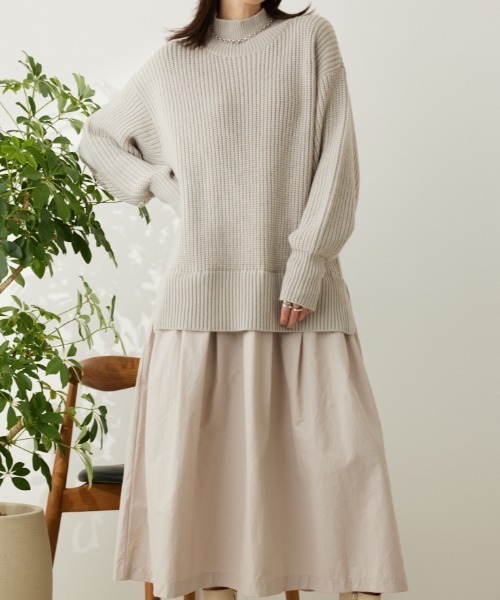 ドッキングニットワンピース♡BEIGE♡Sサイズ ドッキングニットシルエットワンピース | HIROKO BIS (Women