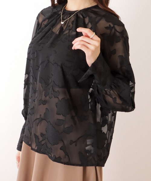 Lace Ladies ブラウス シャツ ボタニカル柄 キャンディスリーブ