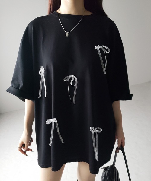 me+em select（ミームセレクト） tシャツ 「 3color 」シアーリボン