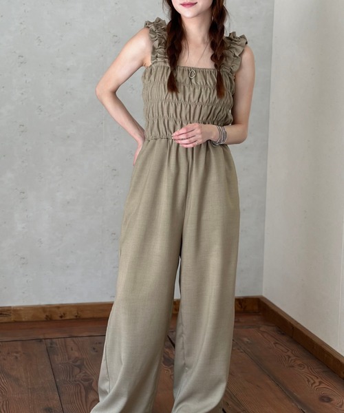 ベージュ オーバーオール WR ワンフォークロージング 1111clothing オーバーオール