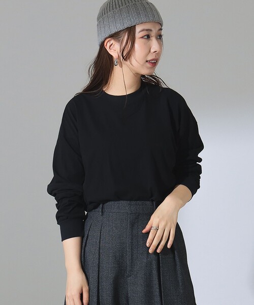 ATON 黒 長袖Tシャツ サイズ02 ATON tシャツ / オーバーサイズ ロングスリーブ Tシャツ