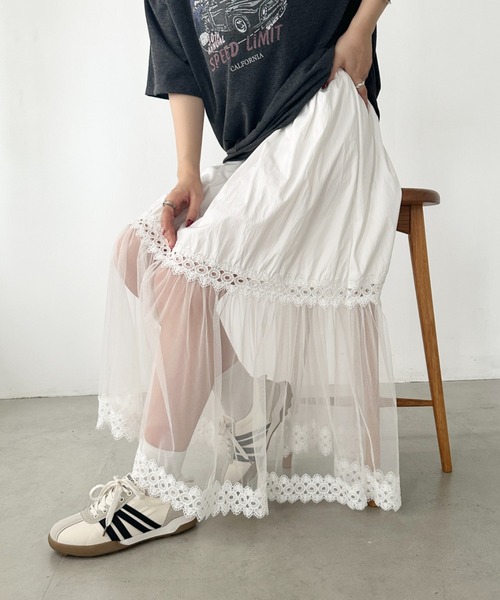 CLEA スカート チュールドッキングシアースカート : ZOZOTOWN Yahoo!店