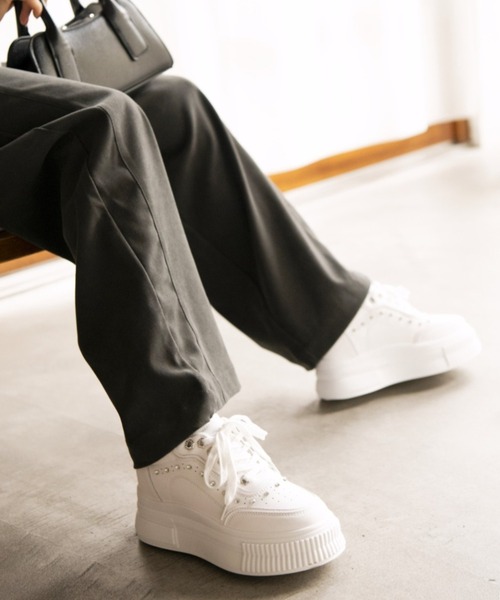 R＆E（アールアンドイー） スニーカー 「R＆E」ビジューデコレイト厚底