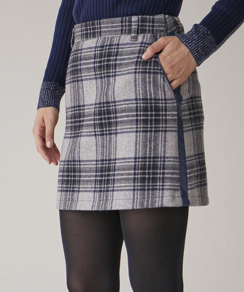 JUN&ROPE'（ジュンアンドロペ） スカート ウール混チェック柄サイド