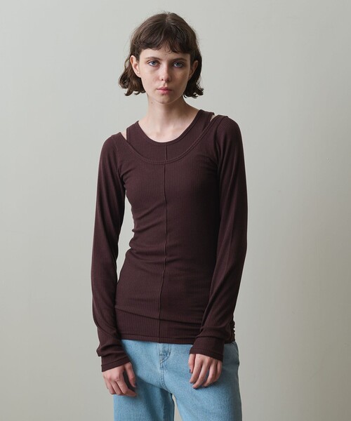 tシャツ 「Steven Alan」リブ プルオーバー レディース STEVEN ALAN tシャツ 「Steven Alan」リブ ロングスリーブ プル