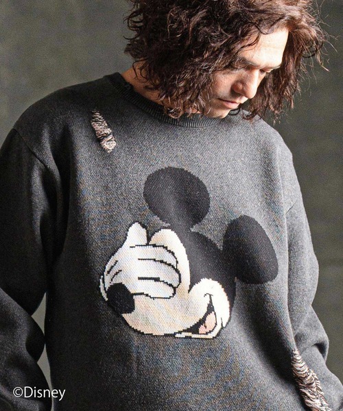 セーター ニット mn3086- Jacquard cotton fabric sweater-Mickey Mouse- ニット メンズ レディース_2
