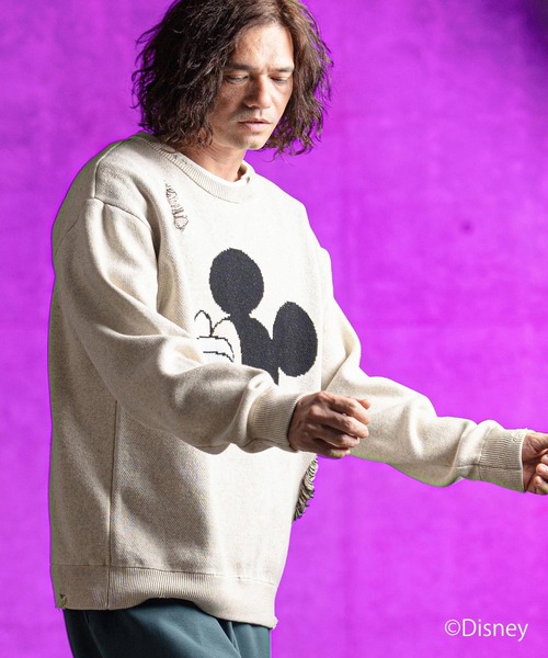 セーター ニット mn3086- Jacquard cotton fabric sweater-Mickey Mouse- ニット メンズ レディース_6
