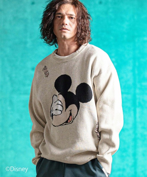 セーター ニット mn3086- Jacquard cotton fabric sweater-Mickey Mouse- ニット メンズ レディース_7