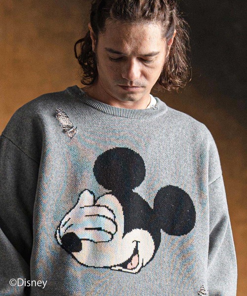 セーター ニット mn3086- Jacquard cotton fabric sweater-Mickey Mouse- ニット メンズ レディース_10