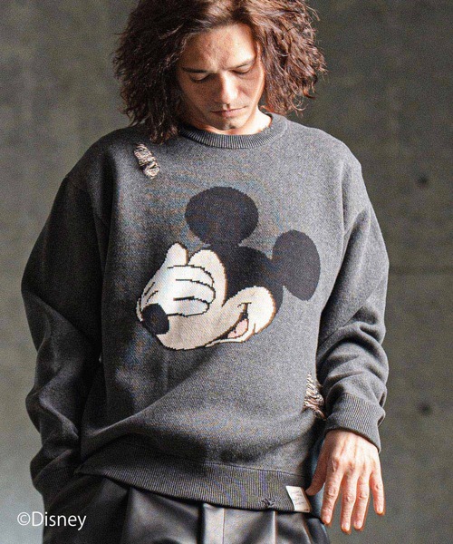 セーター ニット mn3086- Jacquard cotton fabric sweater-Mickey Mouse- ニット メンズ レディース_13