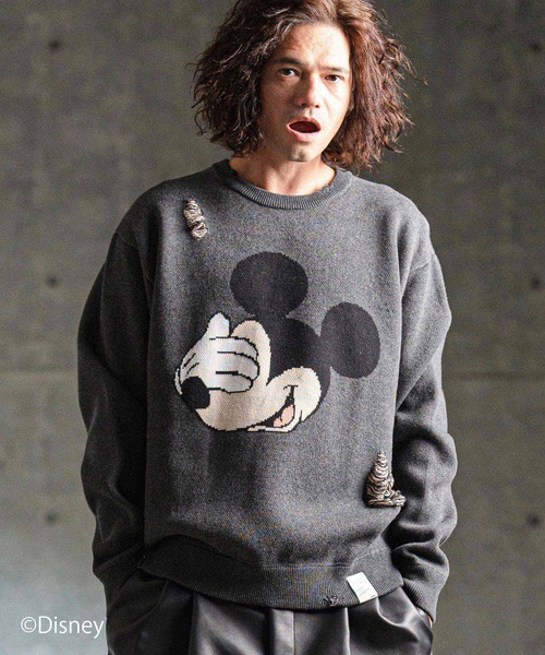 セーター ニット mn3086- Jacquard cotton fabric sweater-Mickey Mouse- ニット メンズ レディース_15