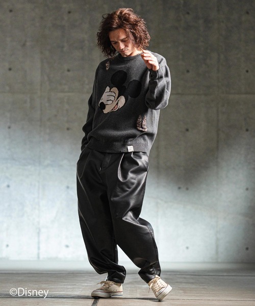 セーター ニット mn3086- Jacquard cotton fabric sweater-Mickey Mouse- ニット メンズ レディース_16