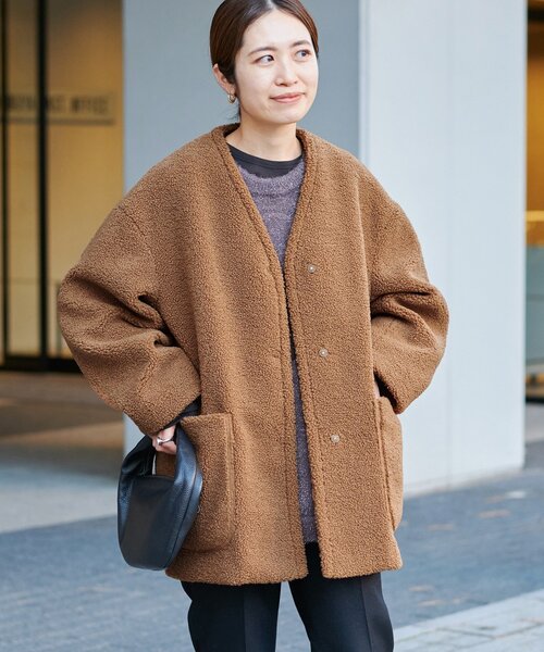 IENA（イエナ） ノーカラーコート 38 ブラウン レディース : ZOZOTOWN