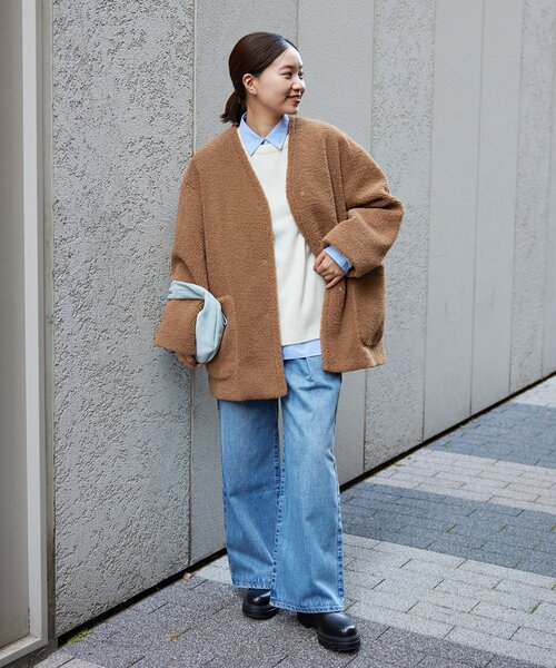 ◆IENA×MANTECO◆ノーカラー コート 茶 ダークパープル ウール 38 IENA（イエナ） ノーカラーコート 38 ブラウン レディース : ZOZOTOWN