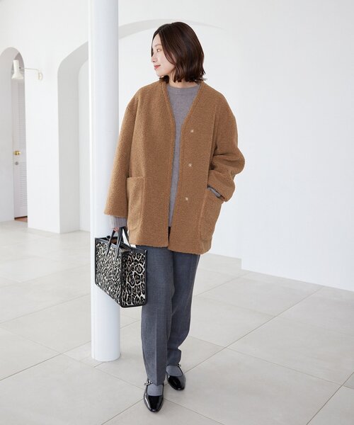 IENA（イエナ） ノーカラーコート 38 ブラウン レディース : ZOZOTOWN