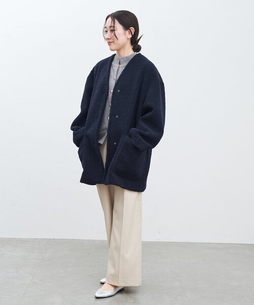 ◆IENA×MANTECO◆ノーカラー コート 茶 ダークパープル ウール 38 IENA（イエナ） ノーカラーコート 38 ブラウン レディース : ZOZOTOWN