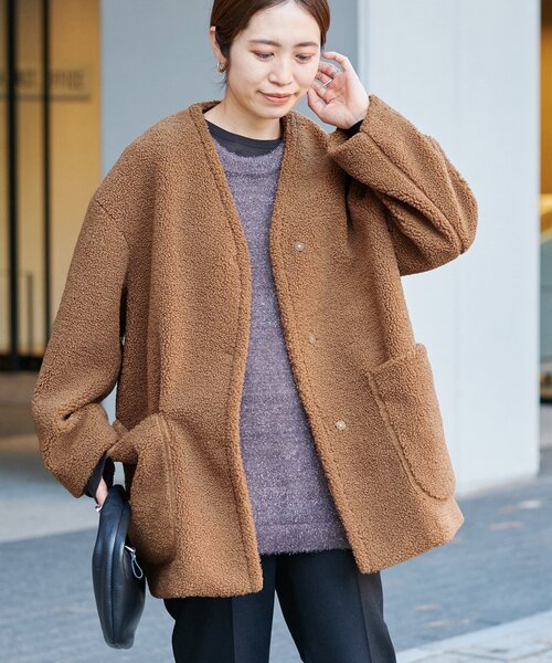 IENA（イエナ） ノーカラーコート 38 ブラウン レディース : ZOZOTOWN