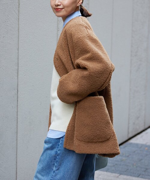 IENA（イエナ） ノーカラーコート 38 ブラウン レディース : ZOZOTOWN