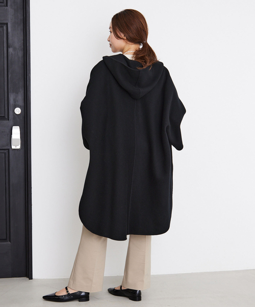 IENA イエナ カシミヤブレンド ウールトリミングポンチョ IENA ウール コート ポンチョ グレー ウールトリミングポンチョ 再