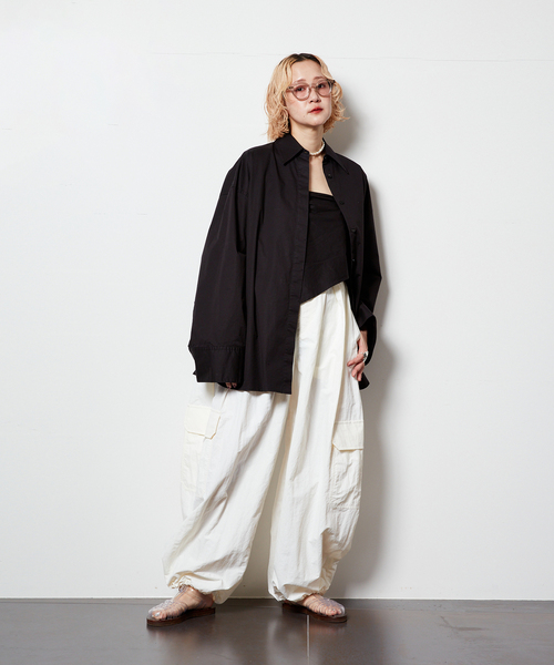 カーゴパンツ IONSEOUL widewide nylon cago PT BBU395 AP42-044 ナイロン/コットンツイル ワイドカーゴパンツ