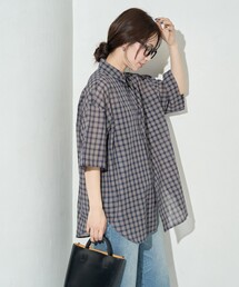 ブラウス シャツ 「S.Mサイズ展開」シアーベーシックシャツ レディース FREAK'S STORE ブラウス シャツ 限定展開 シアー チェック 半袖