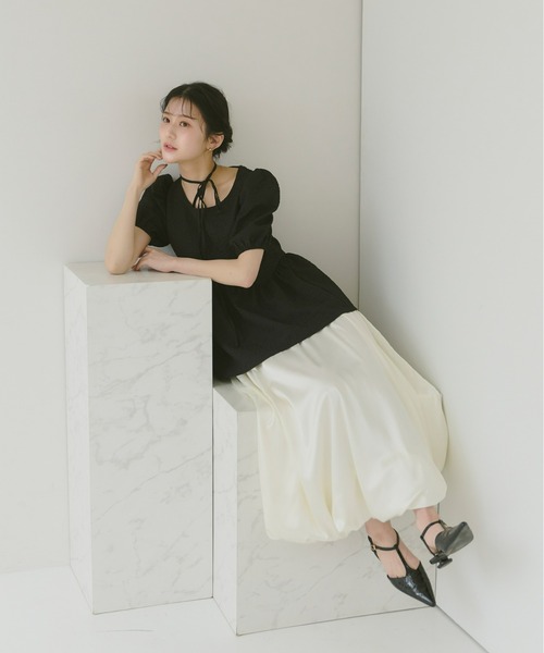 ブラウス シャツ 「Kanako×Olu.」ジャガードパフスリーブトップス レディース Olu. ブラウス シャツ 「Kanako×Olu.」ジャガードパフスリーブ