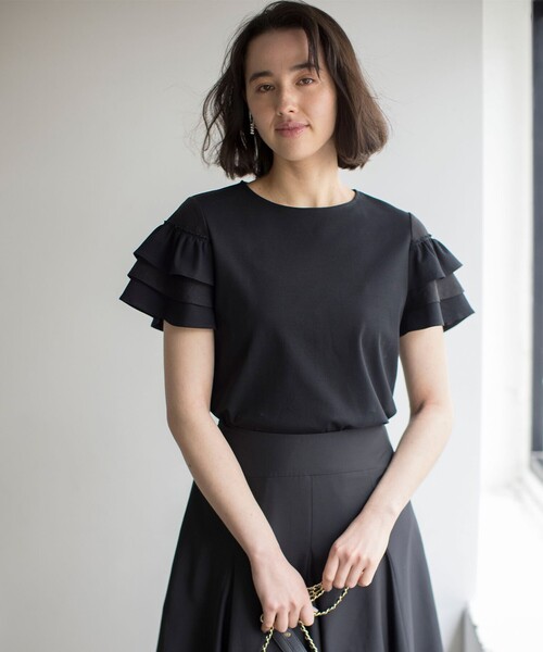 tシャツ コットンポンチシア−スリーブ ブラウス レディース
