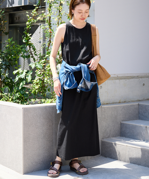 7/20 2000円お値下げWEB限定リネンレーヨンノースリーブナローワンピース SLOBE IENA ワンピース リネンレーヨンノースリーブナロー