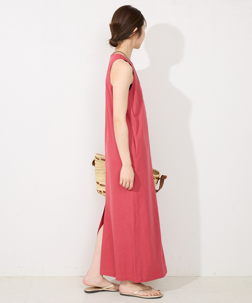 SLOBE IENA リネンレーヨンノースリーブナローワンピース WEB限定/追加》リネンレーヨンノースリーブナローワンピース