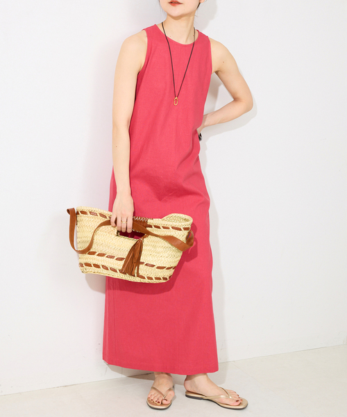 SLOBE IENA リネンレーヨンノースリーブナローワンピース WEB限定/追加》リネンレーヨンノースリーブナローワンピース