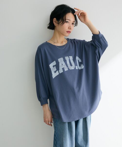 Green Parks tシャツ 7分袖ミニ裏毛ドルマンロゴプルオーバー