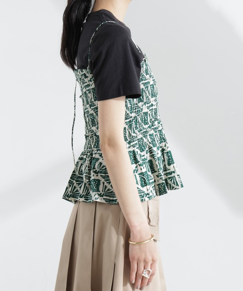 ブラウス シャツ 別注「SARA MALLIKA/サラマリカ」COTTON POPLIN PRINT CAMI TOP レディース sara mallika ブラウス シャツ Sara mallika/COTTON POPLIN