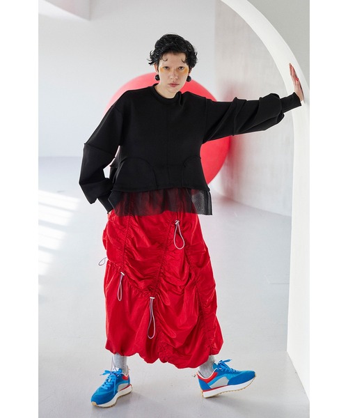 OMMO トレーナー スウェット MESH DOCKING WAVE TOP レディース