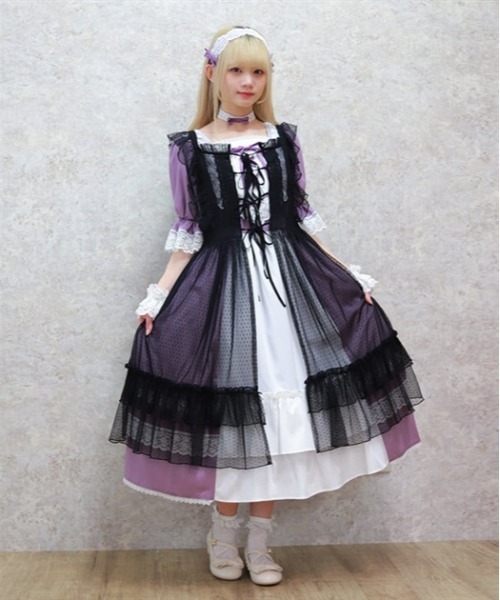 Chalmiere ドットチュールエプロン (黒) Chalmiere ワンピース ドットチュールエプロン : ZOZOTOWN Yahoo