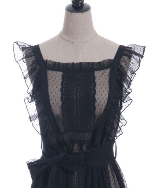 Chalmiere（シャルミエール） ワンピース ドットチュールエプロン