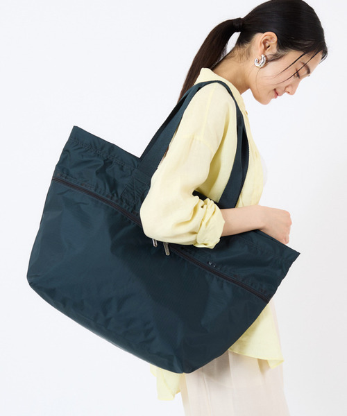 ■LeSportsac■CARLIN ZIP TOP TOTE BAGミッドナイトグリーン Carlin Zip Top Tote Bag - Midnight Green solid – LeSportsac